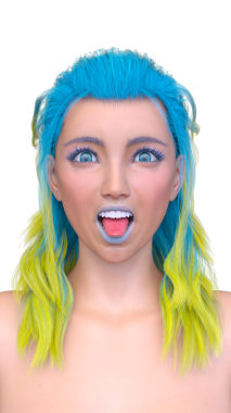 Bir kadının yüzünün 3 boyutlu görüntüsü.