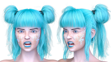 Bir kadının yüzünün 3 boyutlu görüntüsü.