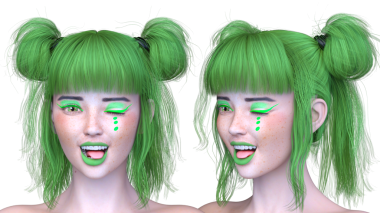 Bir kadının yüzünün 3 boyutlu görüntüsü.