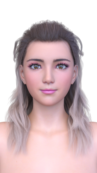 Bir kadının yüzünün 3 boyutlu görüntüsü.