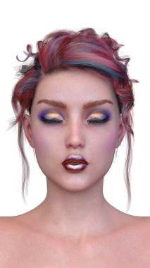 Bir kadının yüzünün 3 boyutlu görüntüsü.