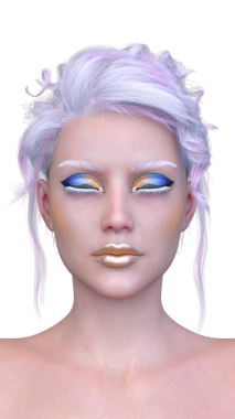 Bir kadının yüzünün 3 boyutlu görüntüsü.