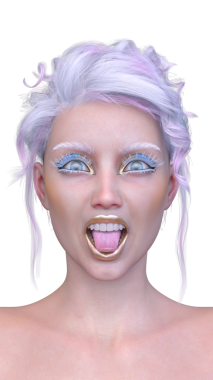 Bir kadının yüzünün 3 boyutlu görüntüsü.