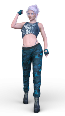 Ekin giysili bir kadının 3D görüntüsü