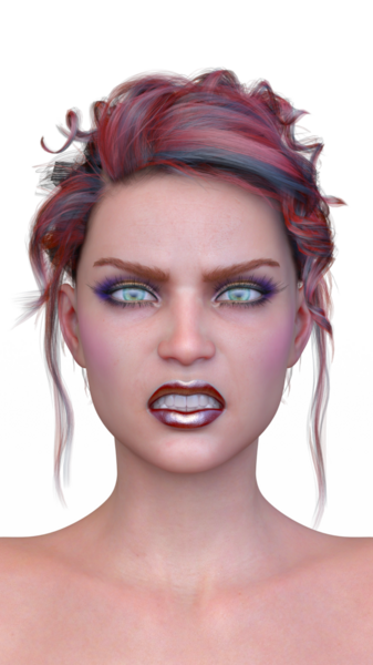 Bir kadının yüzünün 3 boyutlu görüntüsü.