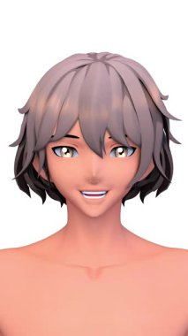 Bir adamın yüzünün 3 boyutlu görüntüsü.