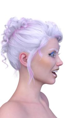 Bir kadının yüzünün 3 boyutlu görüntüsü.