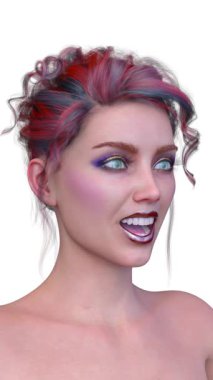 Bir kadının yüzünün 3 boyutlu görüntüsü.