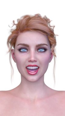 Bir kadının yüzünün 3 boyutlu görüntüsü.