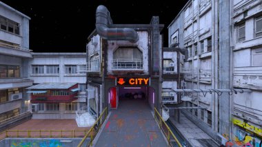 Issız şehir manzarasının 3B canlandırması