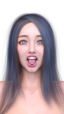 Bir kadının yüzünün 3 boyutlu görüntüsü.