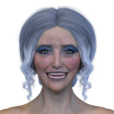 Yaşlı bir kadının yüzünün 3B görüntüsü.