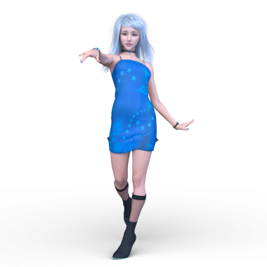 Uzun saçlı bir kadının 3 boyutlu görüntüsü.