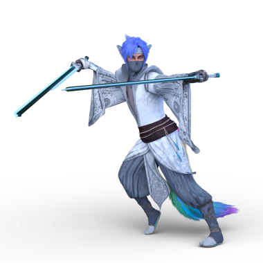 Genç bir tilki eskrimcisinin 3 boyutlu tasviri