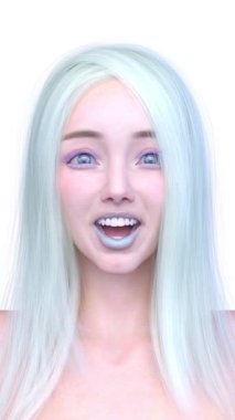 Bir kadının yüzünün 3 boyutlu görüntüsü.