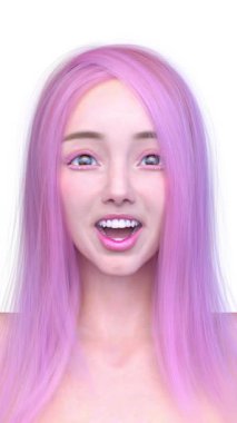 Bir kadının yüzünün 3 boyutlu görüntüsü.