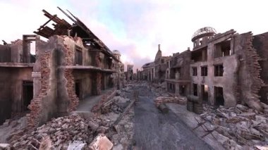 Issız şehir manzarasının 3B canlandırması