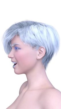 Bir kadının yüzünün 3 boyutlu görüntüsü.