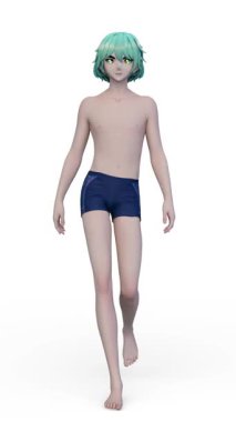 Yürüyen bir adamın 3 boyutlu yarı pantolonlu hali.