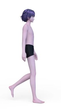 Yürüyen bir adamın 3 boyutlu yarı pantolonlu hali.