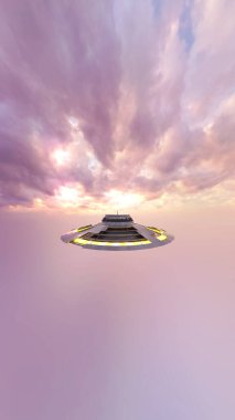 UFO ve ufkun 3D görüntülemesi