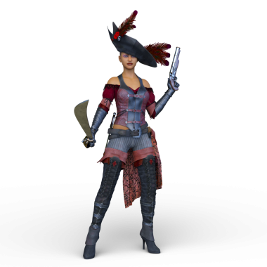 Dişi bir korsanın 3 boyutlu canlandırması