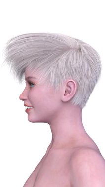 Bir kadının yüzünün 3 boyutlu görüntüsü.