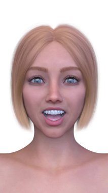 Bir kadının yüzünün 3 boyutlu görüntüsü.