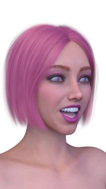 Bir kadının yüzünün 3 boyutlu görüntüsü.