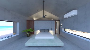 Evin yüzme havuzlu 3D görüntüsü