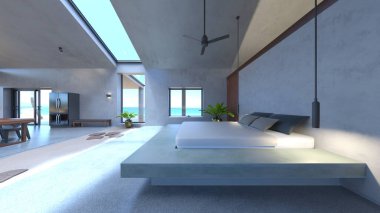 Evin yüzme havuzlu 3D görüntüsü