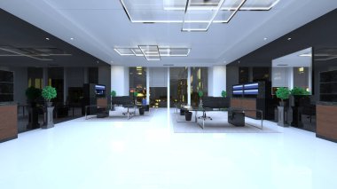 Oturma odasının gece görüşlü 3D görüntüsü