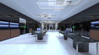 Oturma odasının gece görüşlü 3D görüntüsü