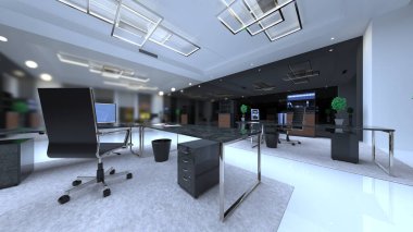 Oturma odasının gece görüşlü 3D görüntüsü