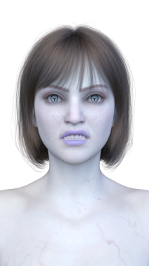 3 boyutlu dişi zombi yüzü.