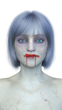 3 boyutlu dişi zombi yüzü.