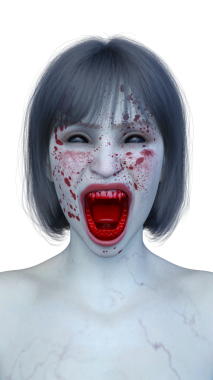 3 boyutlu dişi zombi yüzü.