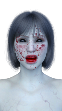 3 boyutlu dişi zombi yüzü.