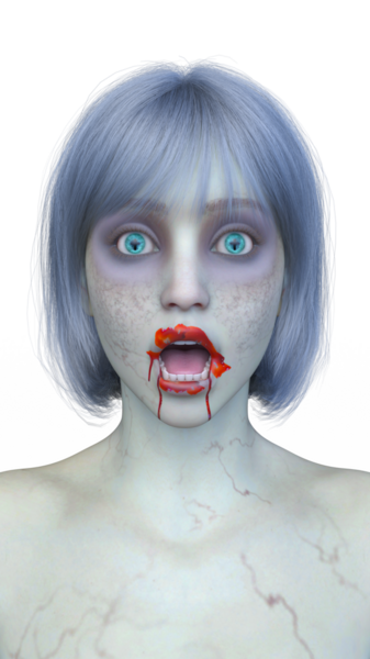 3 boyutlu dişi zombi yüzü.