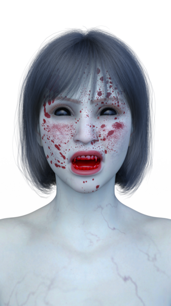 3 boyutlu dişi zombi yüzü.