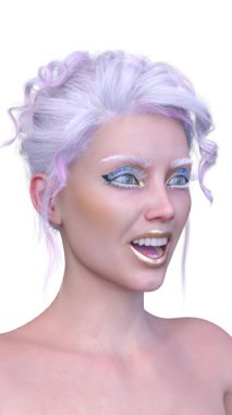 Bir kadının yüzünün 3 boyutlu görüntüsü.