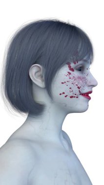 3 boyutlu dişi zombi yüzü.