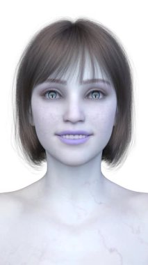 Dişi bir vampirin 3 boyutlu görüntüsü.