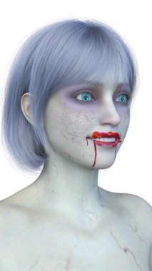 3 boyutlu dişi zombi yüzü.