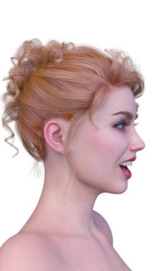 Bir kadının yüzünün 3 boyutlu görüntüsü.