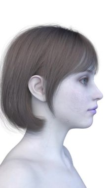 Dişi bir vampirin 3 boyutlu görüntüsü.