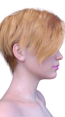 Bir kadının yüzünün 3DCG görüntüleri.