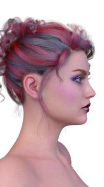 Bir kadının yüzünün 3 boyutlu görüntüsü.