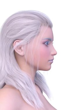 Bir kadının yüzünün 3 boyutlu görüntüsü.