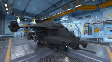 Uzay gemisi hangarının 3D görüntülemesi